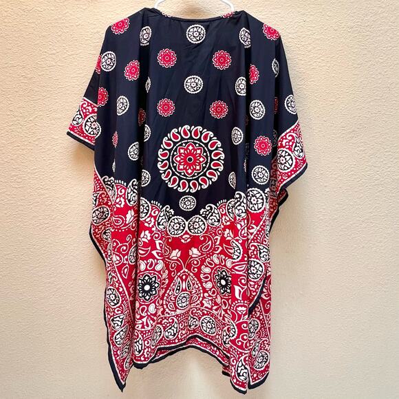 Good Times Short Sleeve Tunic Caftan Dress Cover Up OSFA NWOT - Picture 5 of 8